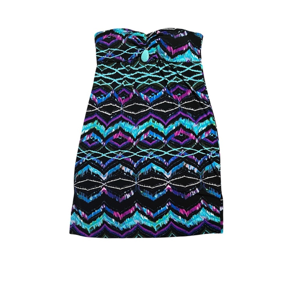 Bisou Bisou Strapless Geometric Pattern Dress Size 12